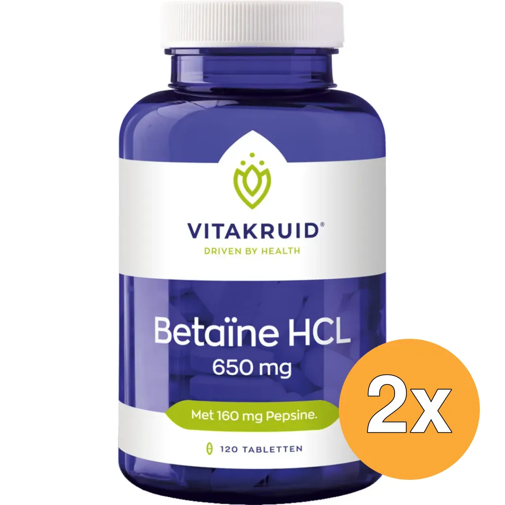 2x Vitakruid Betaïne HCL 650 mg (120 tabletten)