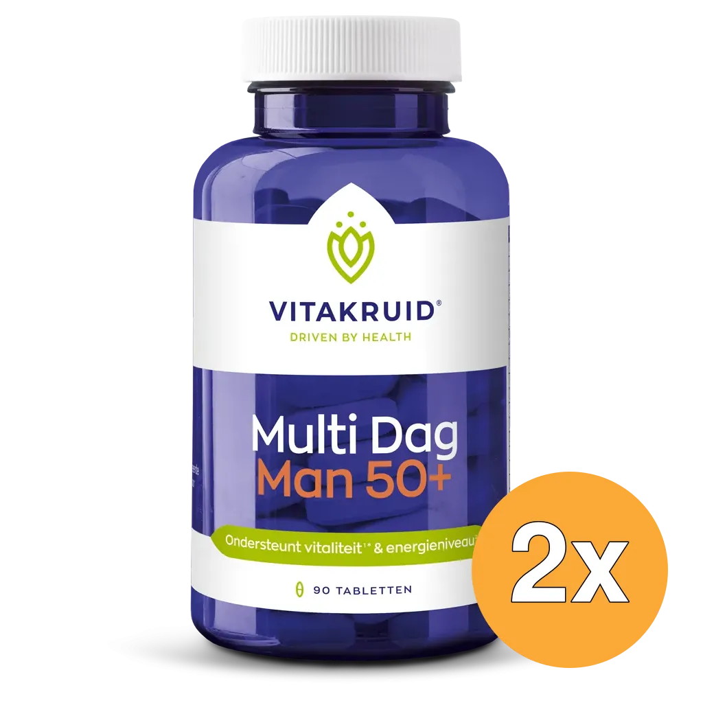2x Vitakruid Multi Dag Man 50+ 100% Vegan (90 tabletten)
