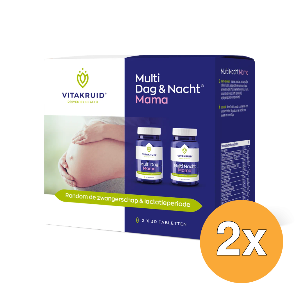 2x Vitakruid Multi Dag & Nacht Mama 100% Vegan (2 x 30 tabletten)