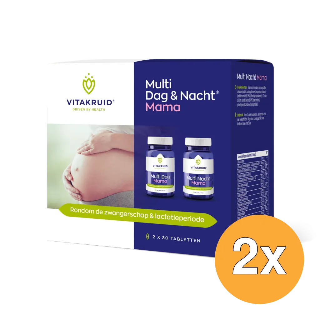 2x Vitakruid Multi Dag & Nacht Mama 100% Vegan (2 x 30 tabletten)