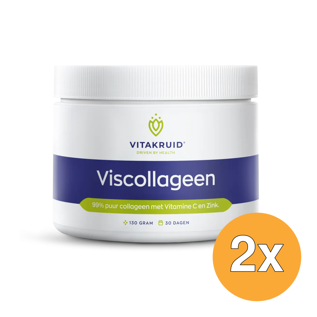 2x Vitakruid Viscollageen 99% Puur Collageen Vitamine C & Zink (130 gr)