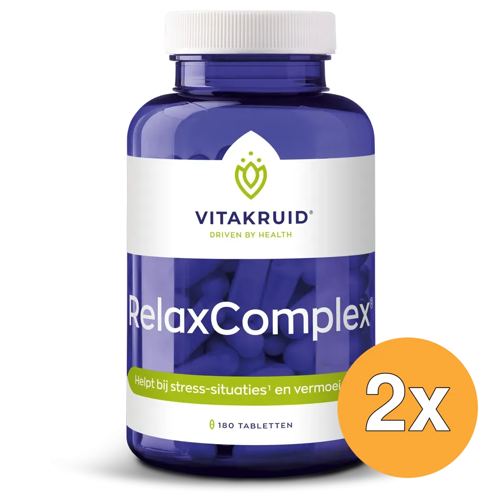 2x Vitakruid Relaxcomplex Oa Magnesium Tauraat & Vitamine D3 (180 tabletten)