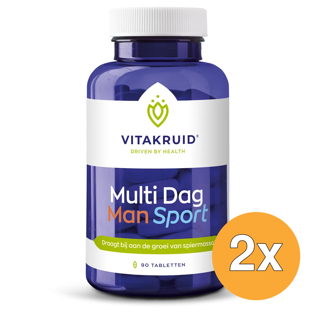 2x Vitakruid Multi Dag Man Sport 100% Vegan (90 tabletten)