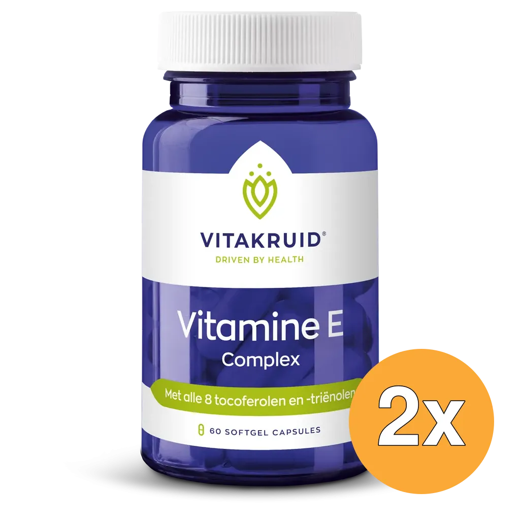 2x Vitakruid Vitamine E Complex 8 Tocoferolen en -Triënolen (60 softgels)