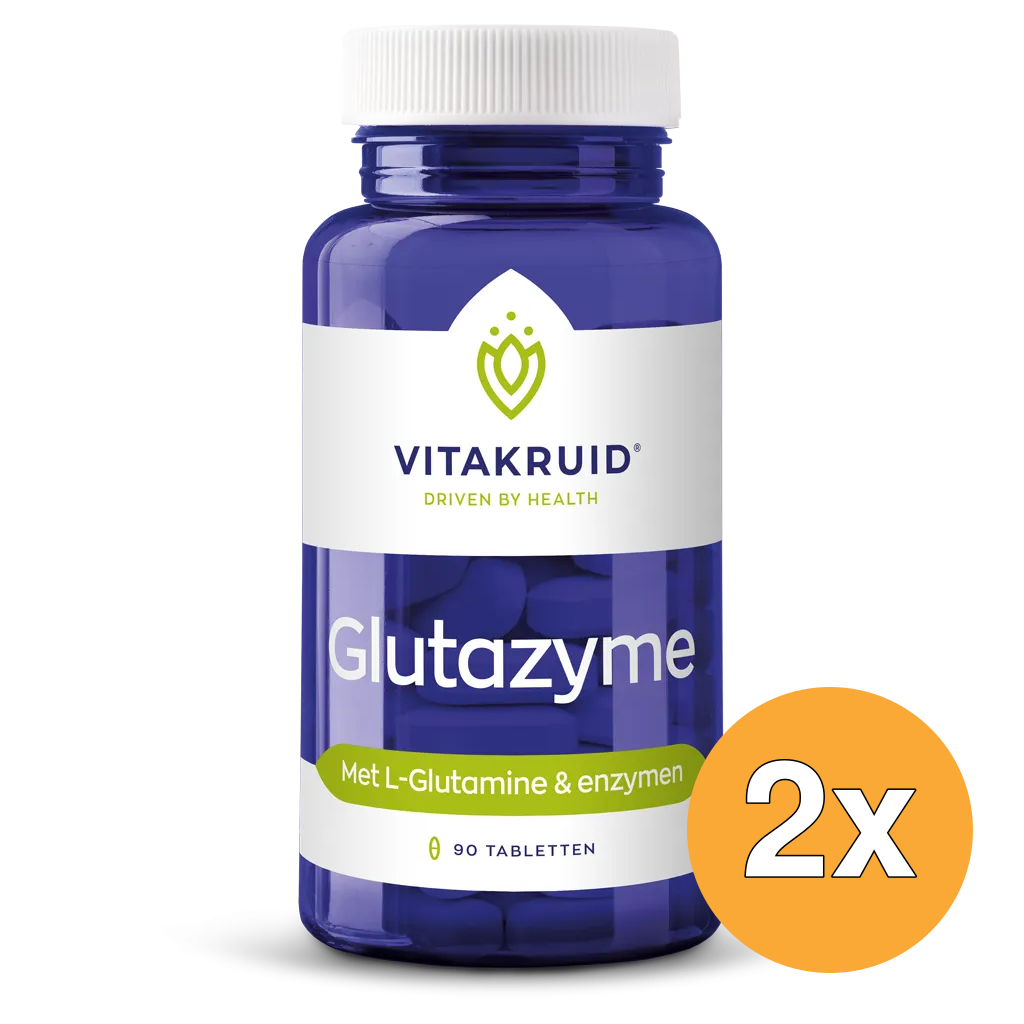 2x Vitakruid Glutazyme Spijsverteringsenzymen en L-Glutamine (90 tabletten)