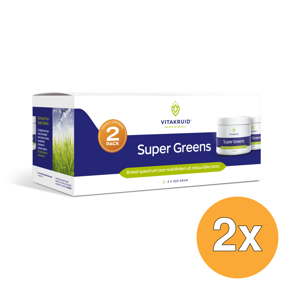 2x Vitakruid Super Greens 2-Pack Probiotica & Enzymen (2 x 220 gr)