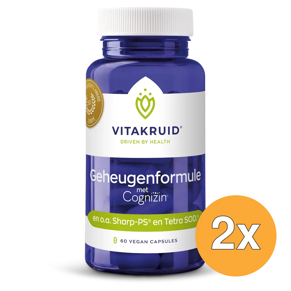 2x Vitakruid Geheugenformule Bacopa Monnieri Citicoline OPC (60 vega capsules)