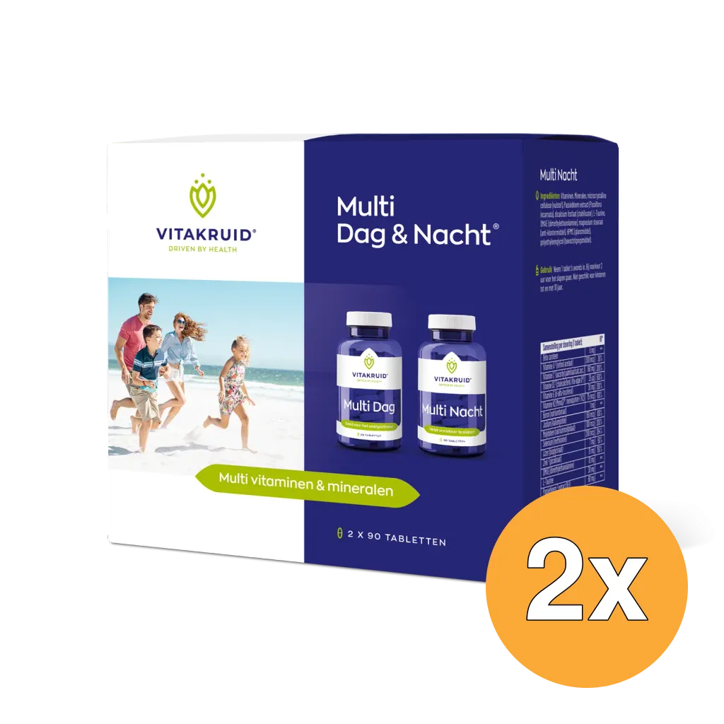 2x Vitakruid Multi Dag & Nacht HD 100% Vegan (2 x 90 tabletten)