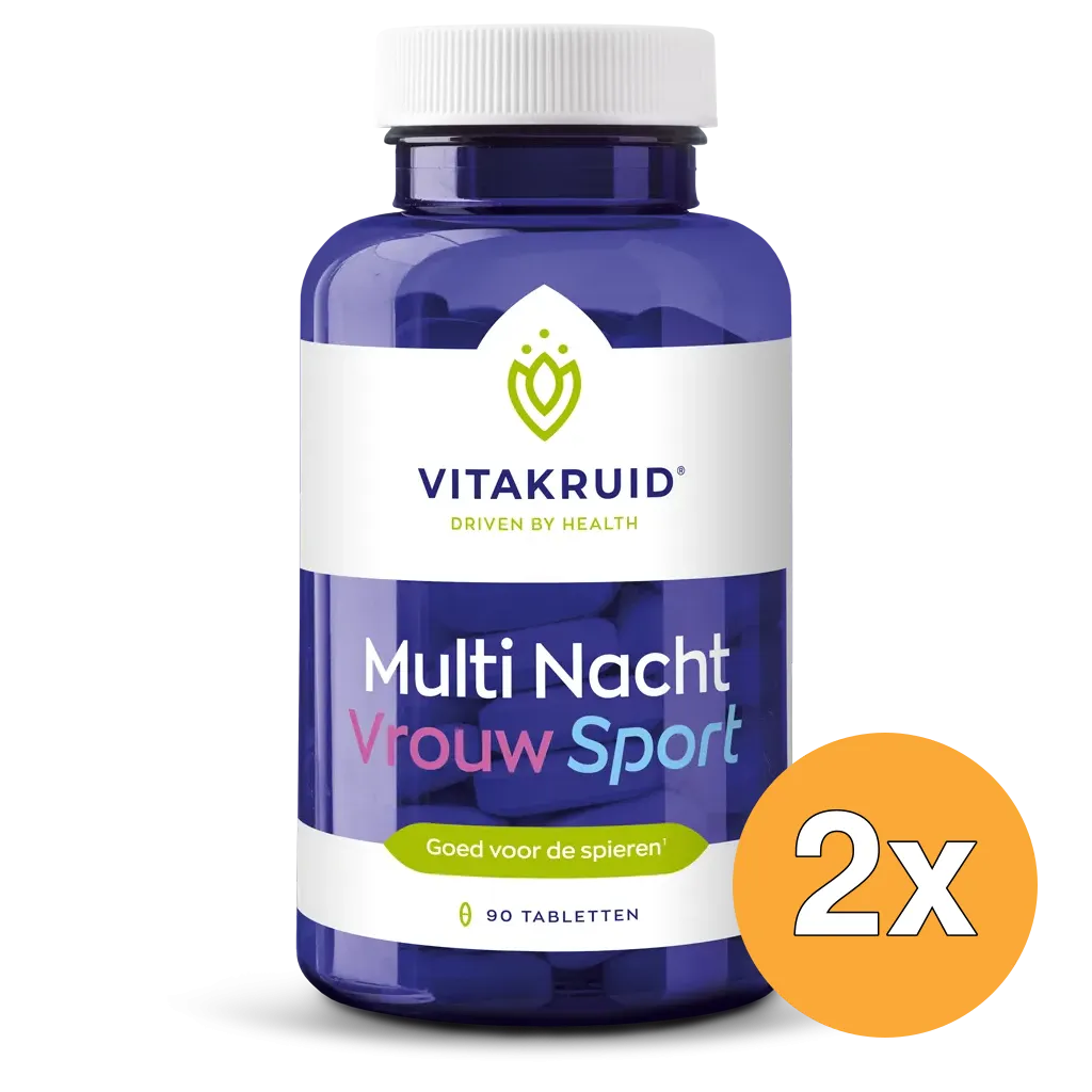 2x Vitakruid Multi Nacht Vrouw Sport 100% Vegan (90 tabletten)