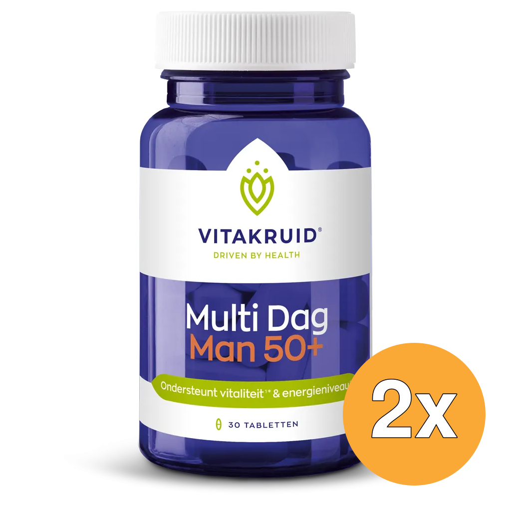 2x Vitakruid Multi Dag Man 50+ 100% Vegan (30 tabletten)