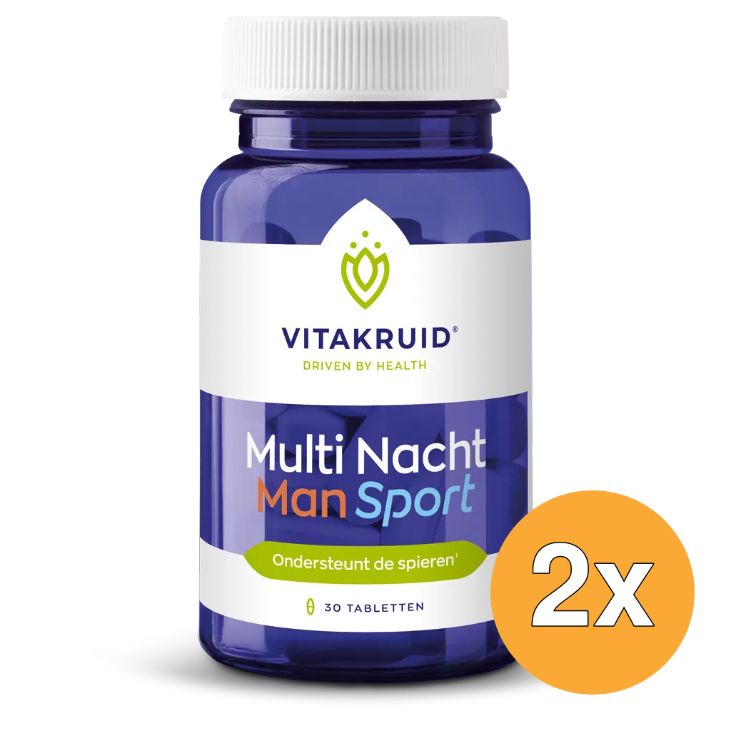 2x Vitakruid Multi Nacht Man Sport 100% Vegan (30 tabletten)