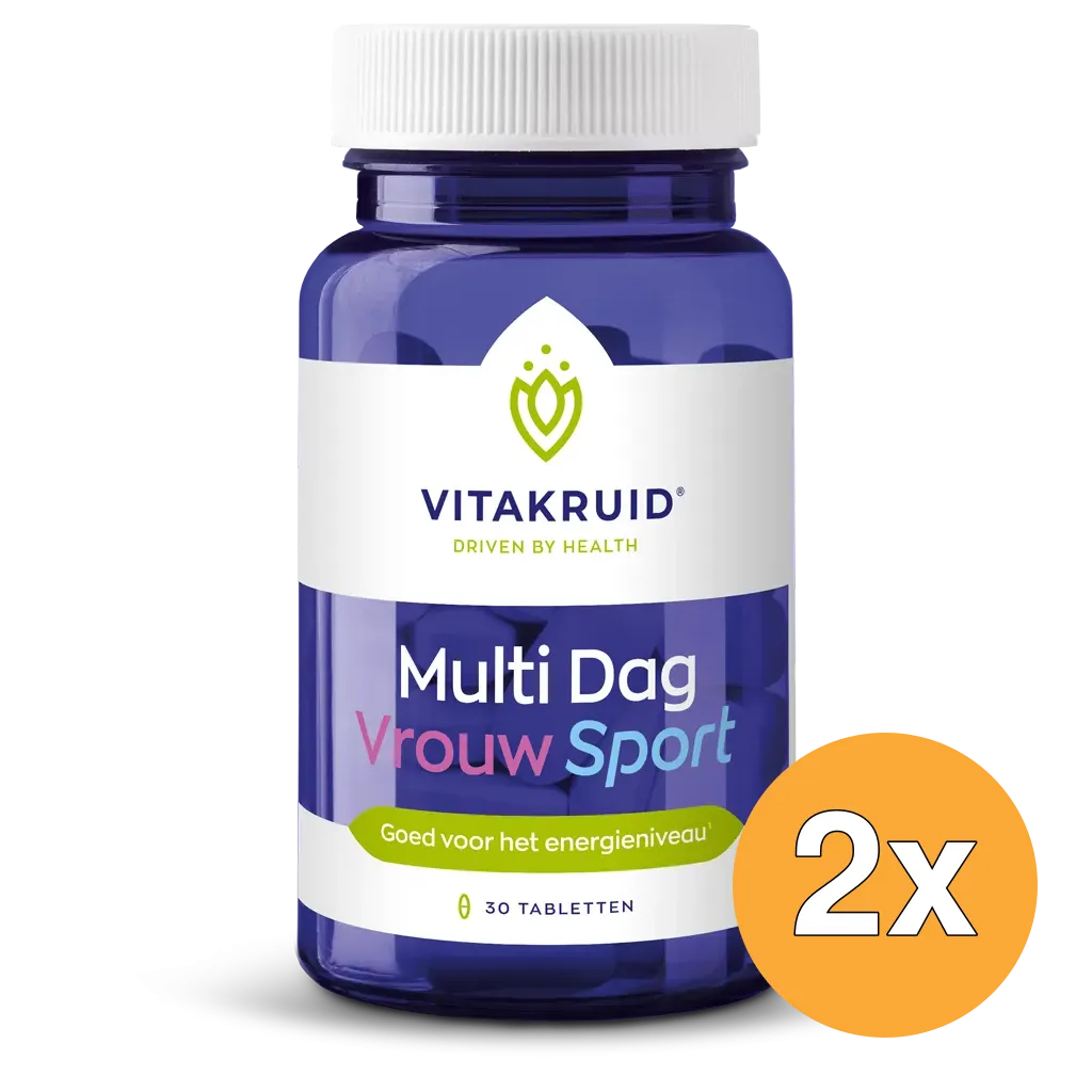 2x Vitakruid Multi Dag Vrouw Sport 100% Vegan (30 tabletten)