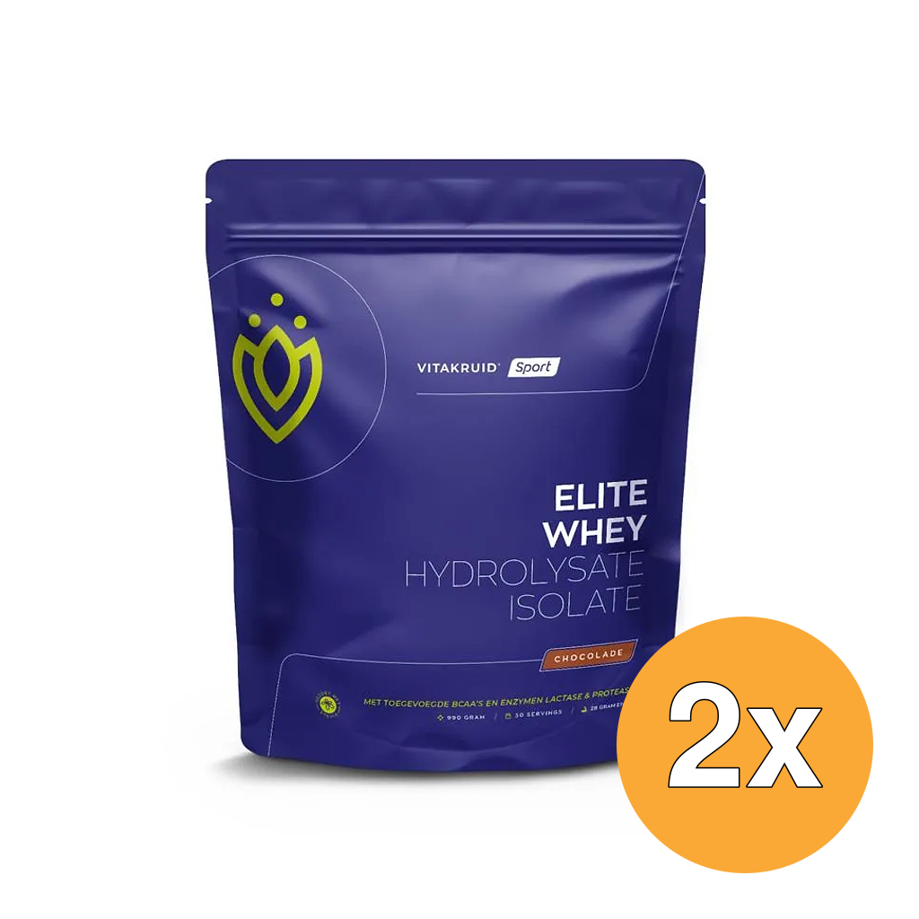 2x Vitakruid Elite Whey Protein 50% Hydrolysate 50% Isolate - Chocolade (990 gr)