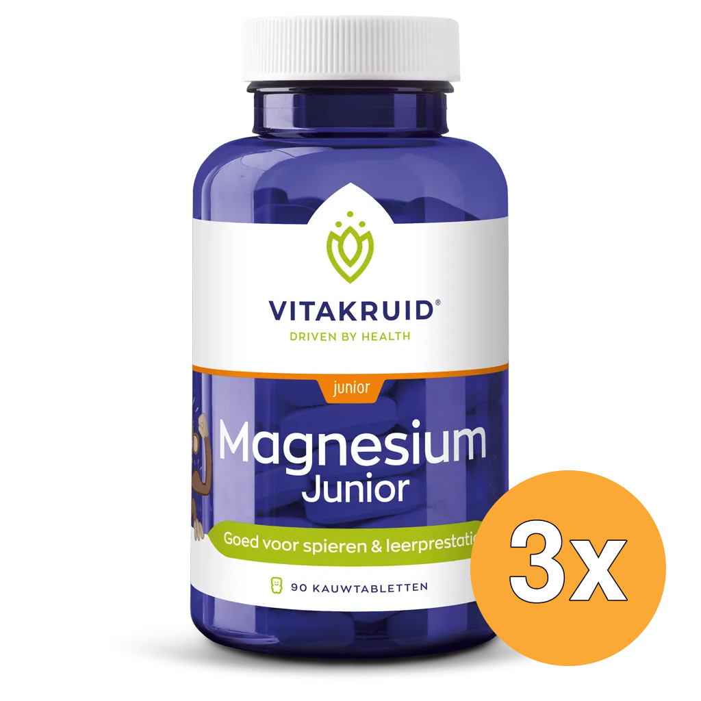 3x Vitakruid Magnesium Junior (90 kauwtabletten)