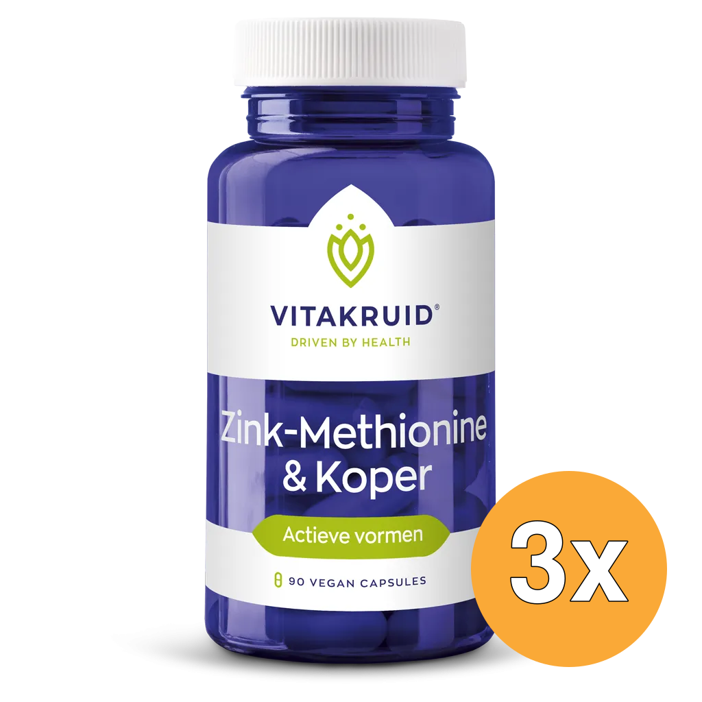 3x Vitakruid Zink Methionine & Koper Gluconaat (90 vega capsules)