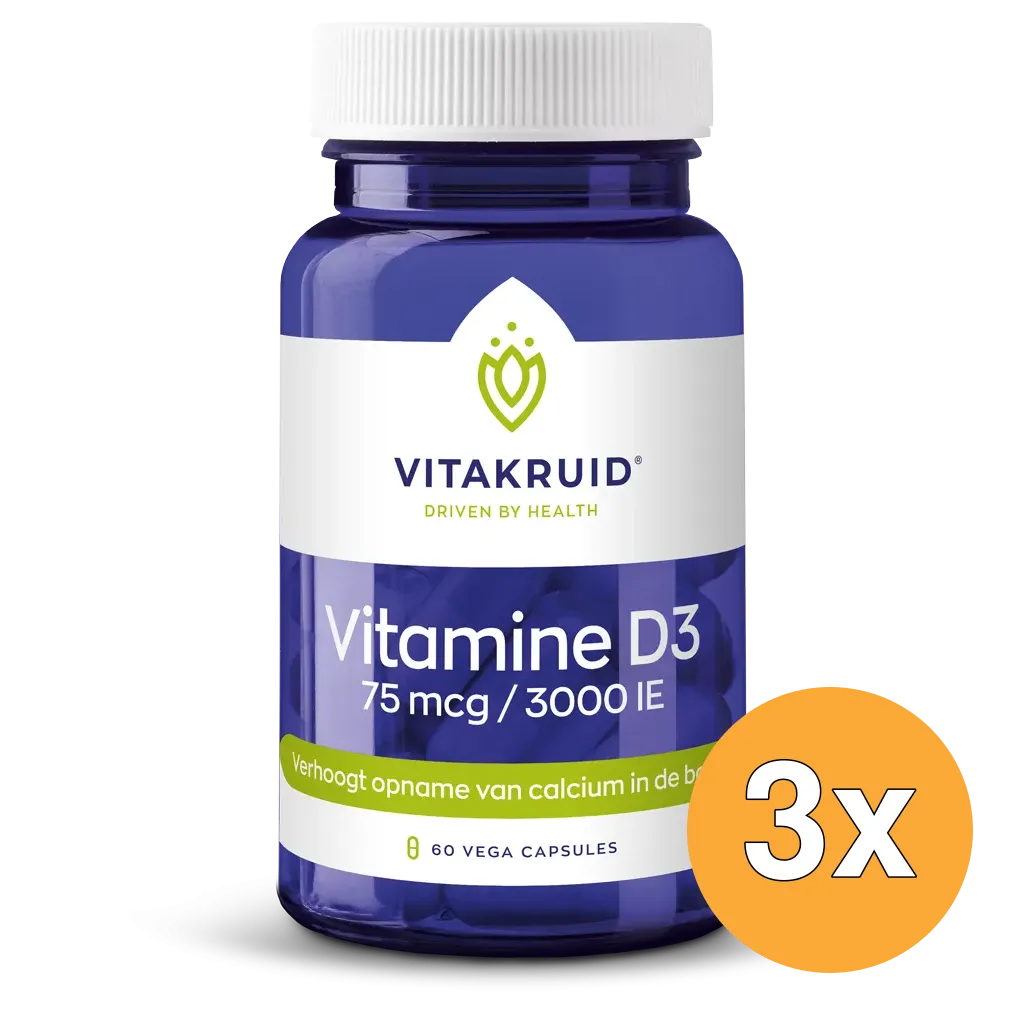 3x Vitakruid Vitamine D3 75 mcg / 3000 IE (60 vega capsules)