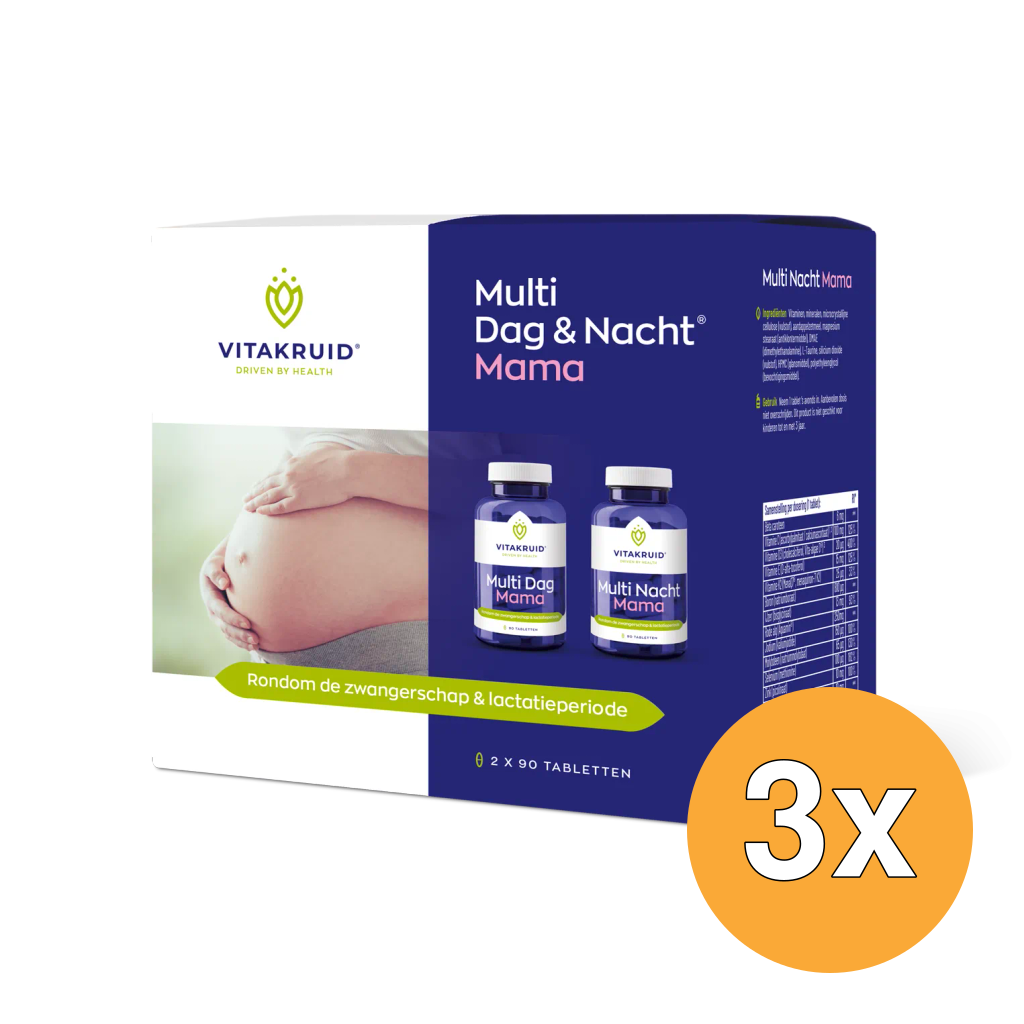 3x Vitakruid Multi Dag & Nacht Mama 100% Vegan (2 x 90 tabletten)