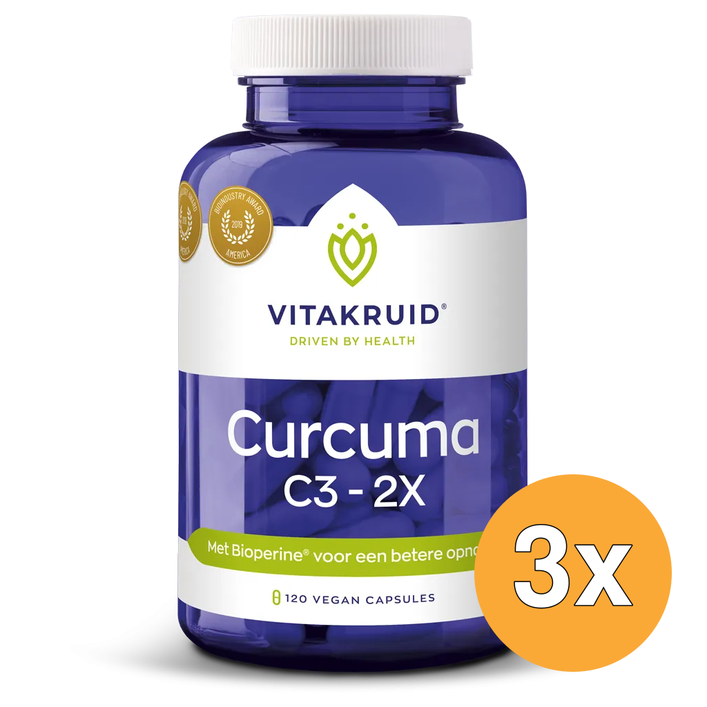 3x Vitakruid Curcuma C3-2X (95% Curcuminoïden) met Bioperine® 120 (120 vega capsules)