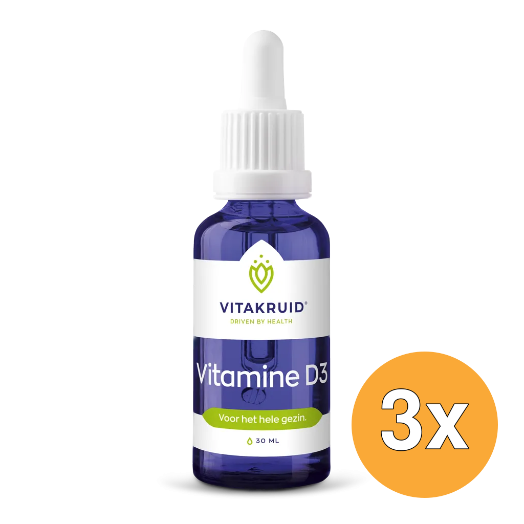 3x Vitakruid Vitamine D3 Druppels 5 mcg / 200 IE per Druppel (30 ml)