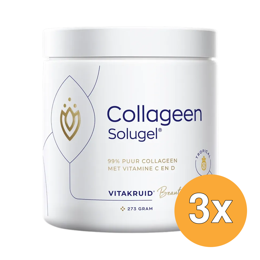 3x Vitakruid Collageen Solugel® Poeder met Vitamine C & D - Tropical (250 gr)