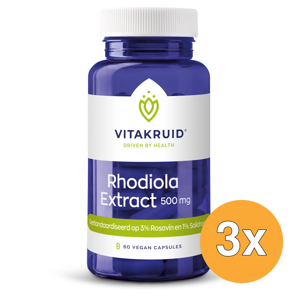 3x Vitakruid Rhodiola Extract 500 mg 3% Rosavin 1% Salidroside (60 vega capsules)