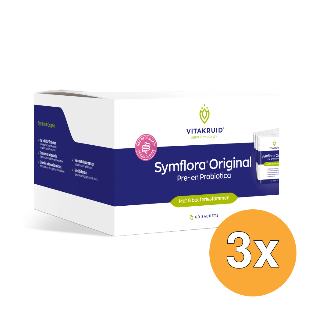 3x Vitakruid Symflora® Original Pre- en Probiotica 8 Stammen (60 zakjes)