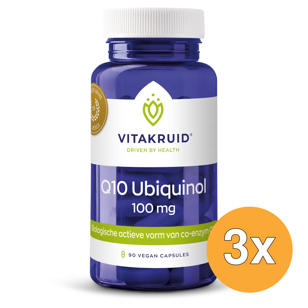 3x Vitakruid Co-Enzym Q10 Ubiquinol Actieve Vorm Kaneka® 100 mg (90 vega capsules)