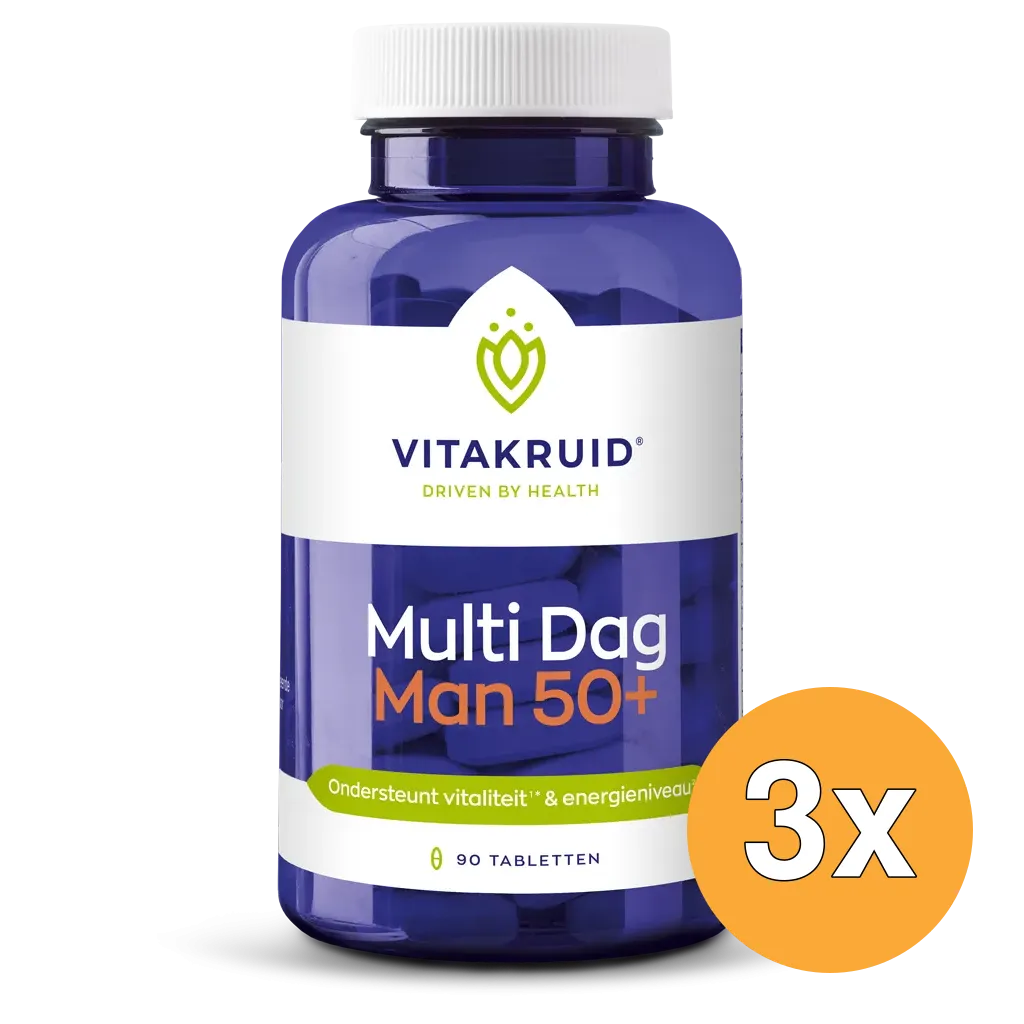 3x Vitakruid Multi Dag Man 50+ 100% Vegan (90 tabletten)