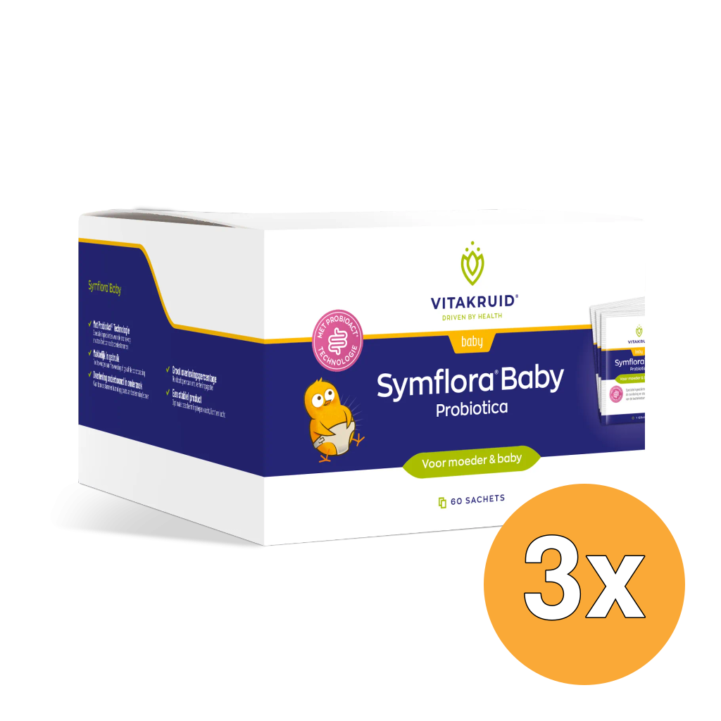 3x Vitakruid Symflora® Baby Probiotica voor Moeder & Baby (60 zakjes)