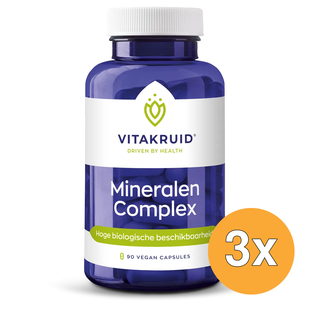 3x Vitakruid Mineralen Complex met 12 Verschillende Mineralen (90 vega capsules)