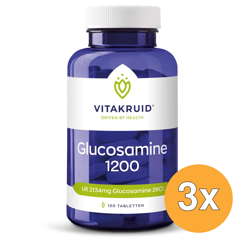 3x Vitakruid Glucosamine Sulfaat 2 KCI 1200mg (120 tabletten)