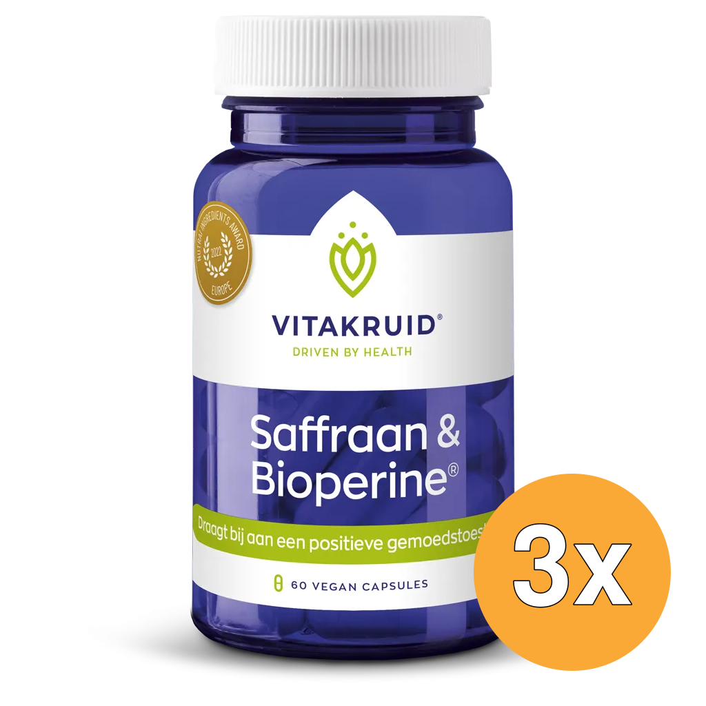3x Vitakruid Saffraan 28 mg (Affron®) & Bioperine (60 vega capsules)