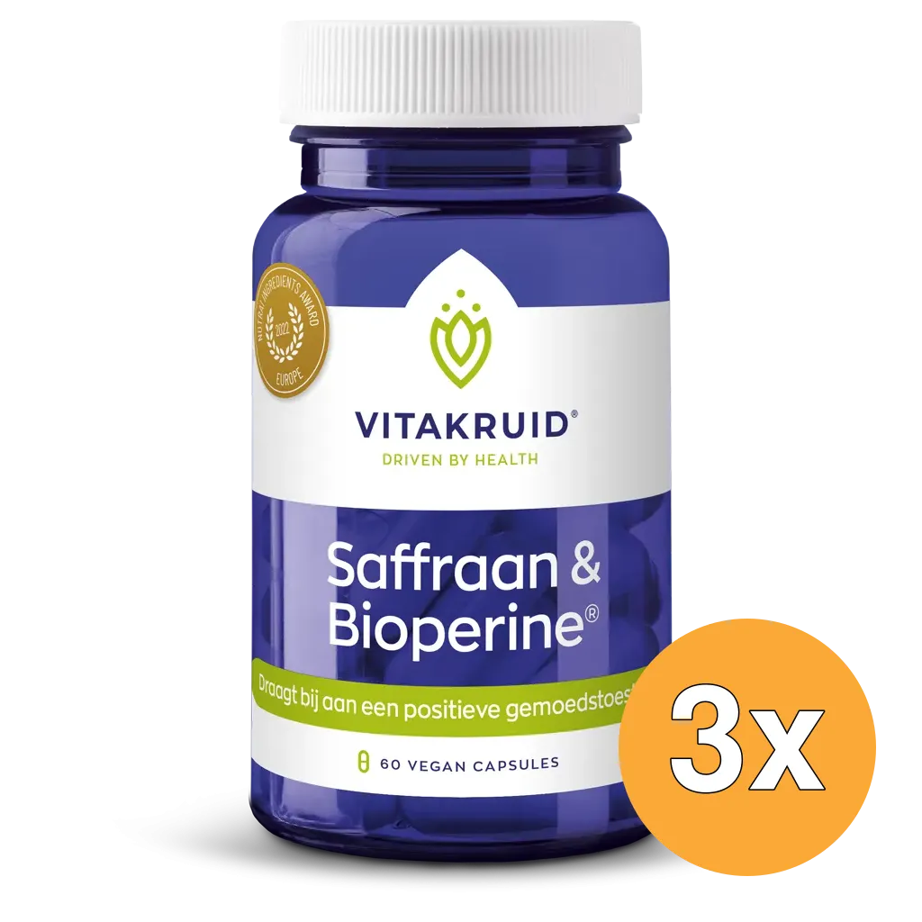 3x Vitakruid Saffraan 28 mg (Affron®) & Bioperine (60 vega capsules)