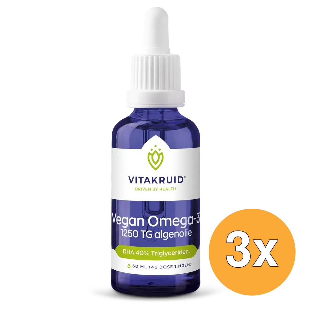 3x Vitakruid Vegan Omega 3 Algenolie 1250 Tryglyceriden 500 DHA (50 ml)