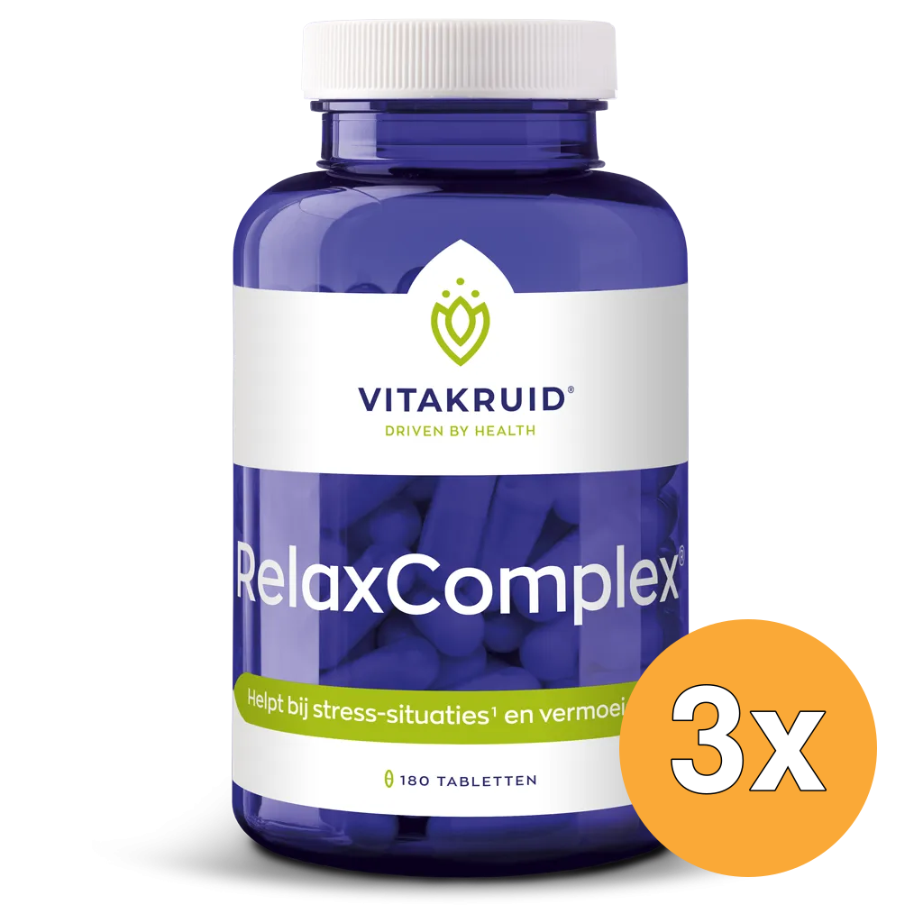 3x Vitakruid Relaxcomplex Oa Magnesium Tauraat & Vitamine D3 (180 tabletten)