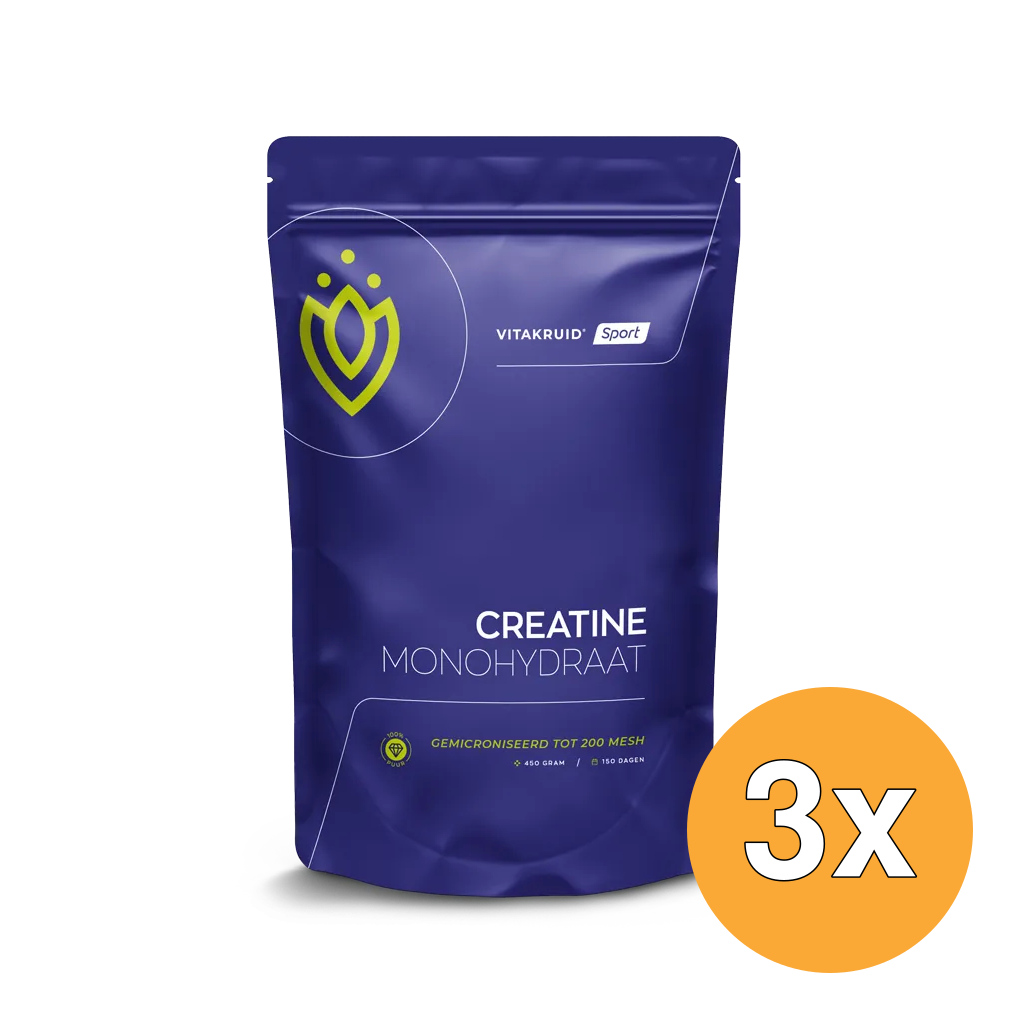 3x Vitakruid Creatine Monohydraat Gemicroniseerd Tot 200 Mesh (450 gr)