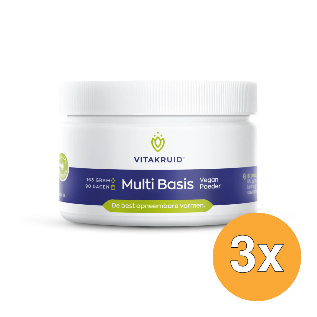 3x Vitakruid Multi Basis Vegan Poeder met Natuurlijke Vormen (163 gr)