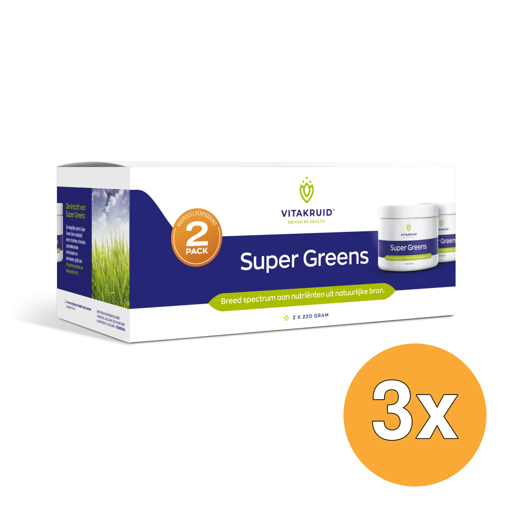 3x Vitakruid Super Greens 2-Pack Probiotica & Enzymen (2 x 220 gr)