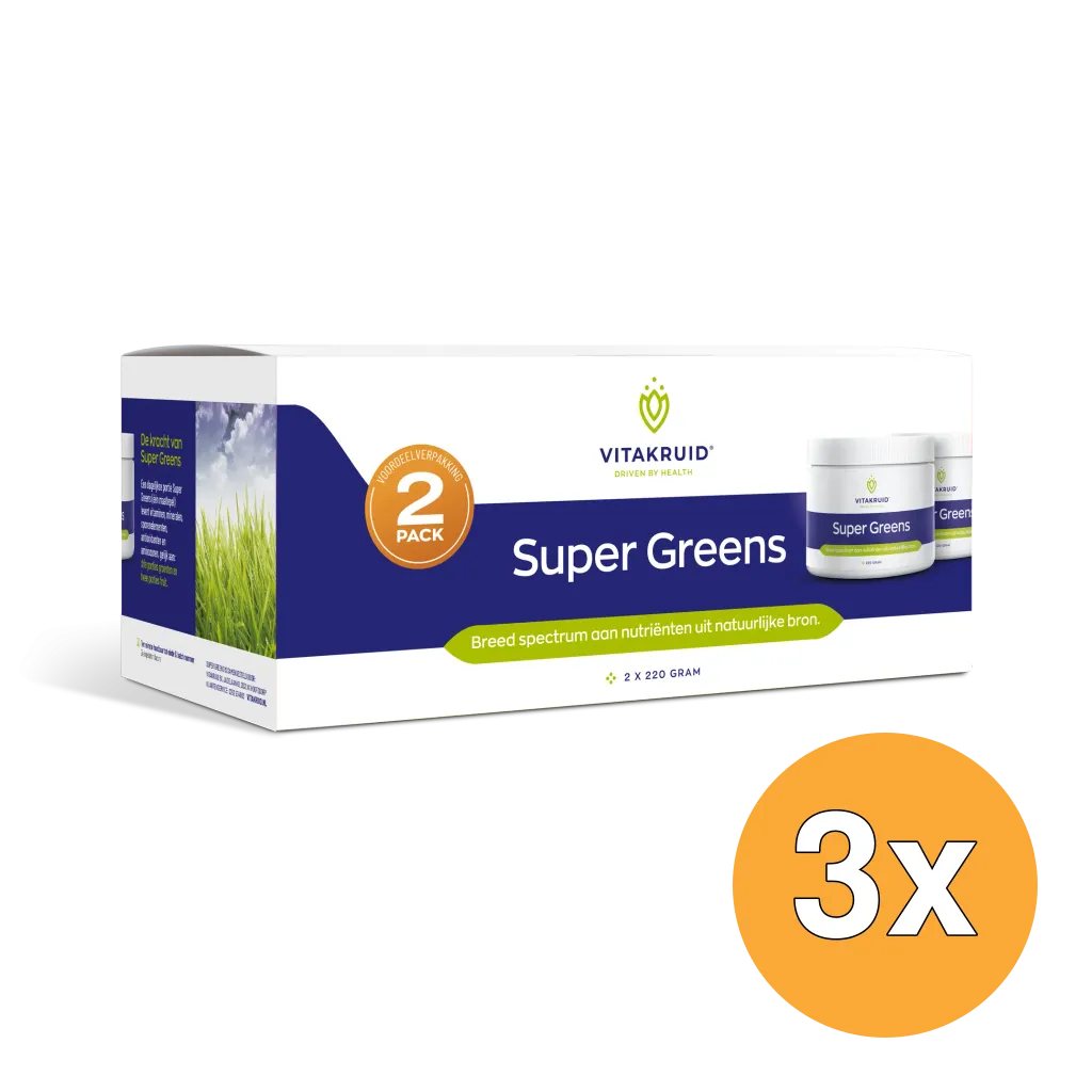 3x Vitakruid Super Greens 2-Pack Probiotica & Enzymen (2 x 220 gr)