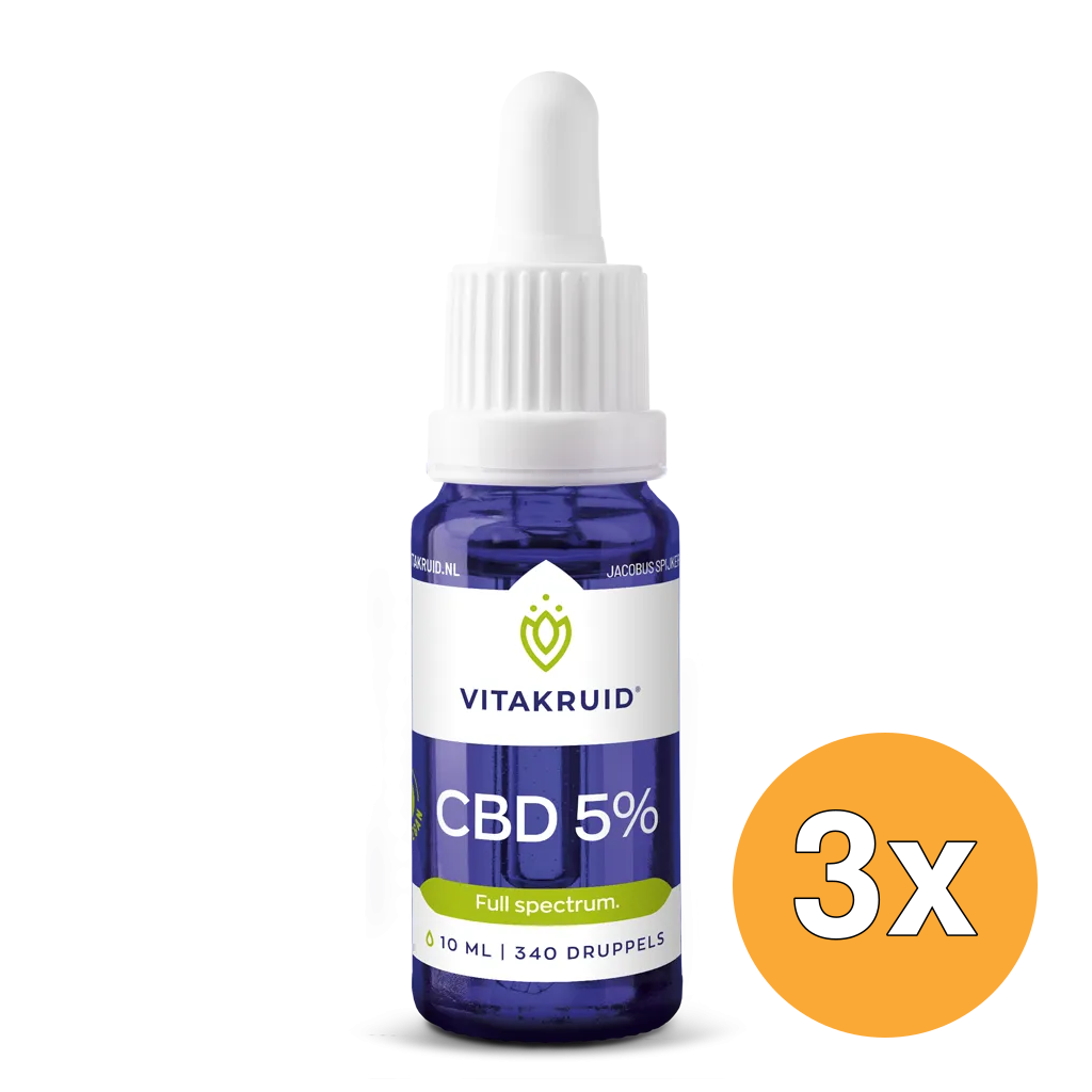 3x Vitakruid CBD Olie 5% Full Spectrum met MCT als Drager (10 ml)