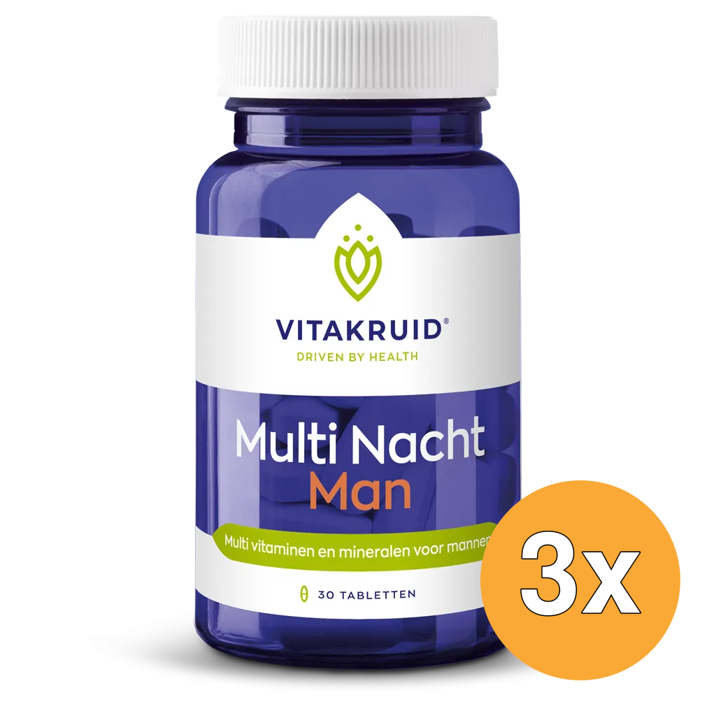 3x Vitakruid Multi Nacht Man 100% Vegan (30 tabletten)