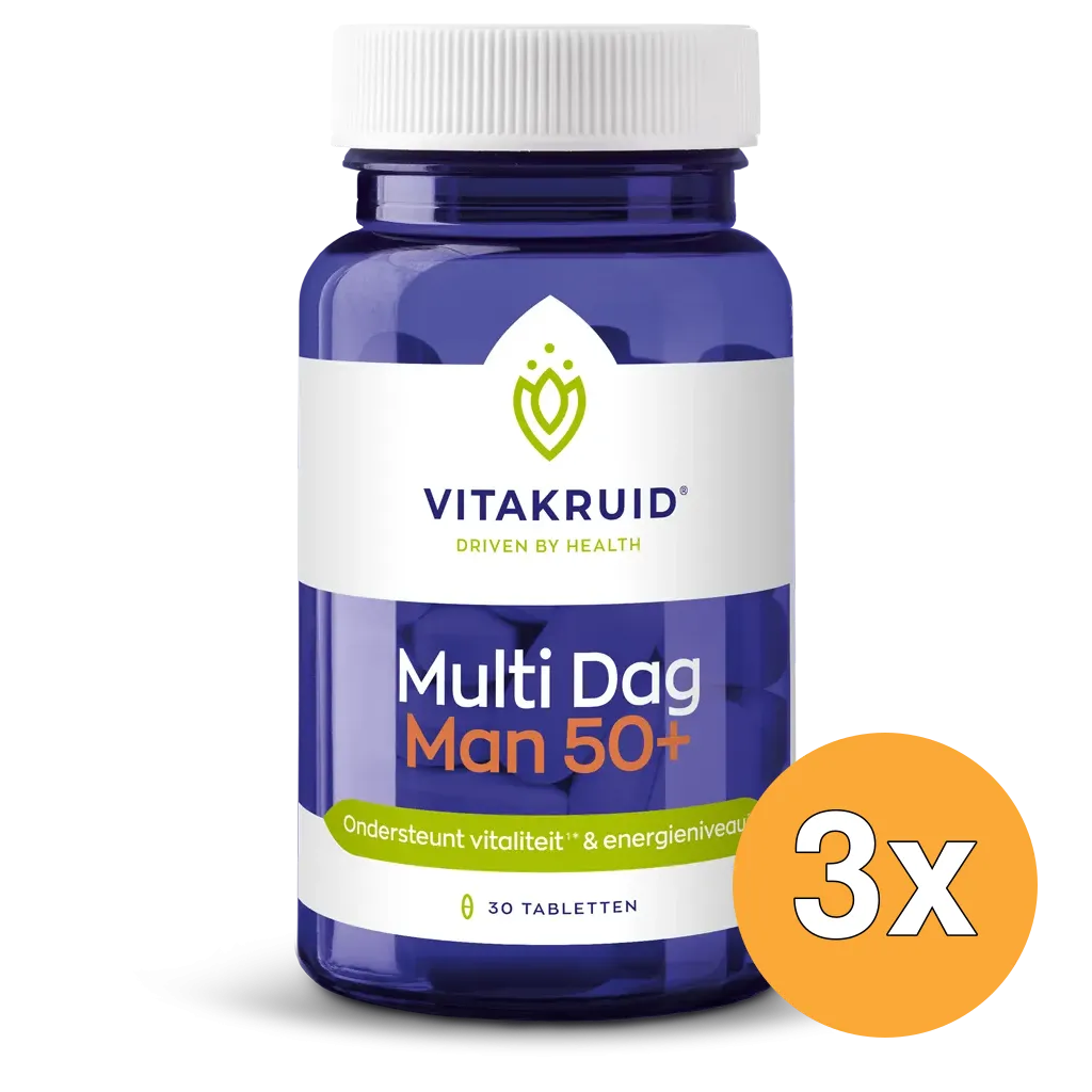3x Vitakruid Multi Dag Man 50+ 100% Vegan (30 tabletten)