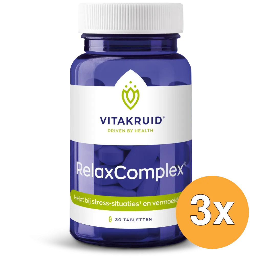 3x Vitakruid Relaxcomplex Oa Magnesium Tauraat & Vitamine D3 (30 tabletten)