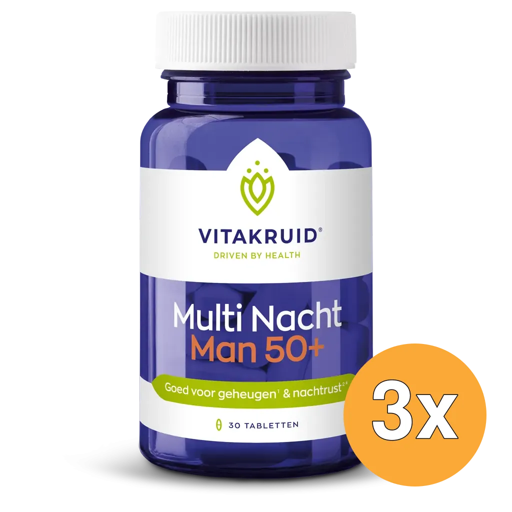 3x Vitakruid Multi Nacht Man 50+ 100% Vegan (30 tabletten)