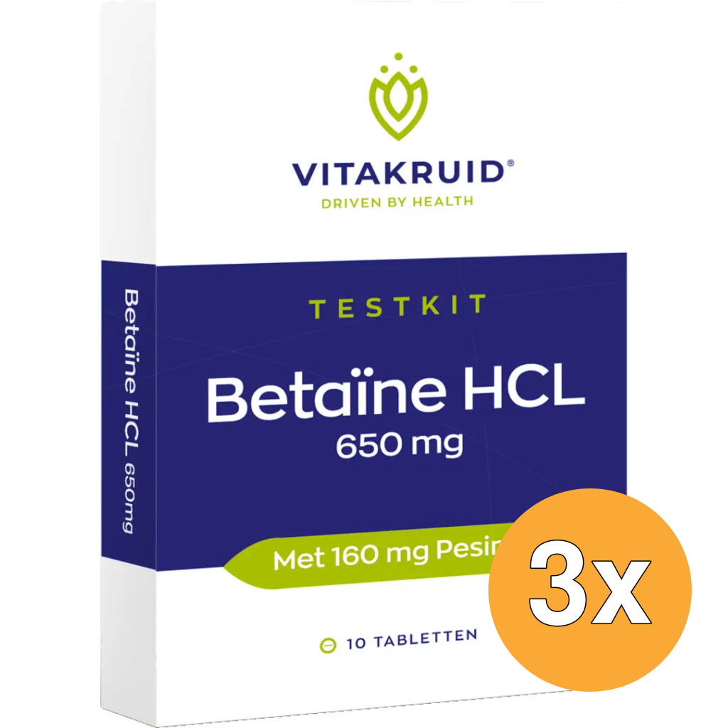 3x Vitakruid Betaïne HCL Testkit (10 tabletten)