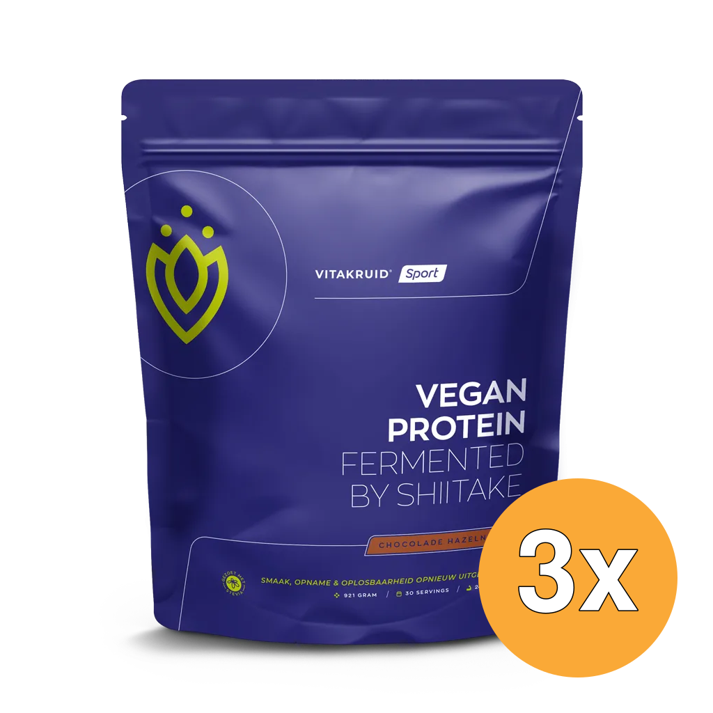 3x Vitakruid Vegan Protein Fermented By Shiitake - Chocolade Hazelnoot (921 gr)