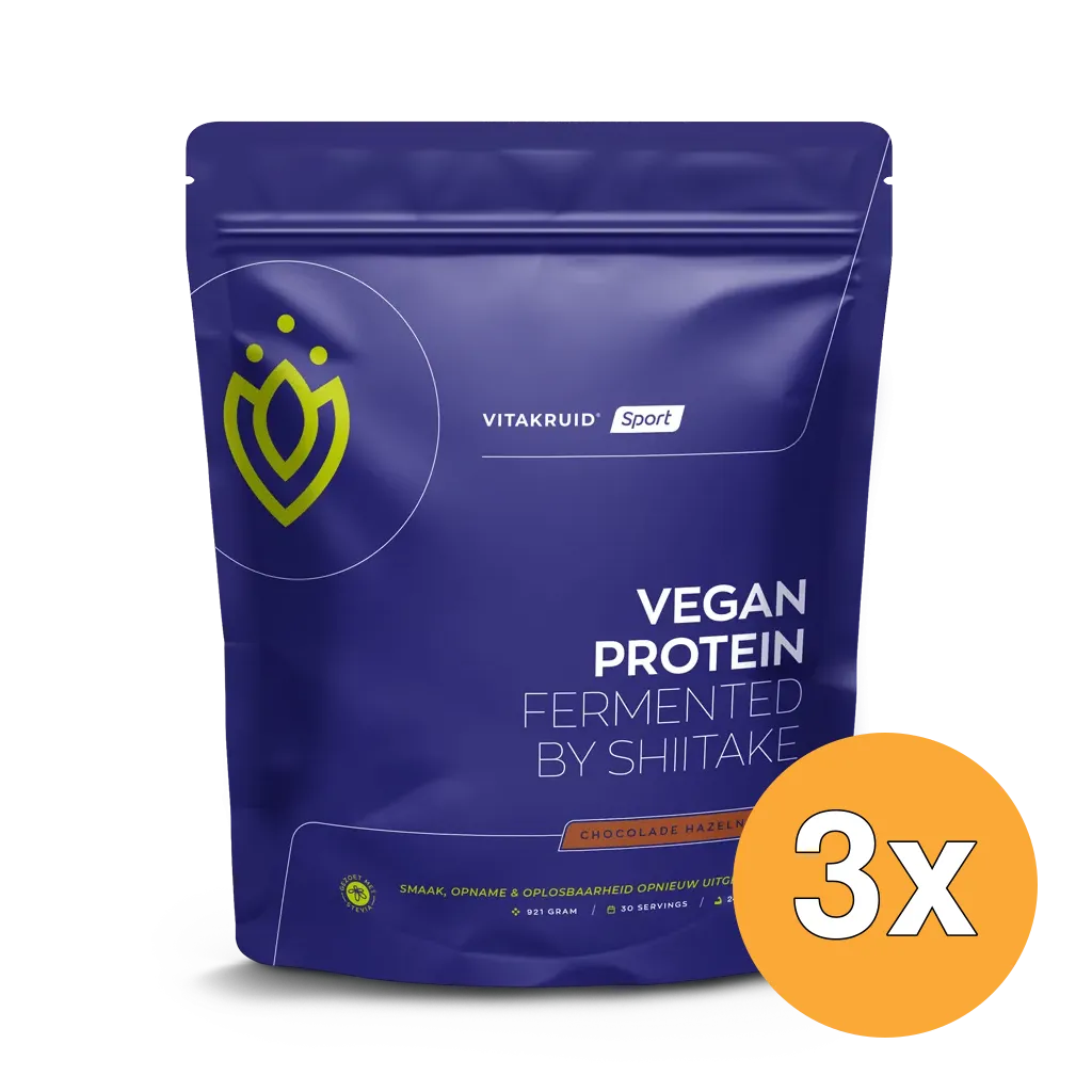 3x Vitakruid Vegan Protein Fermented By Shiitake - Chocolade Hazelnoot (921 gr)