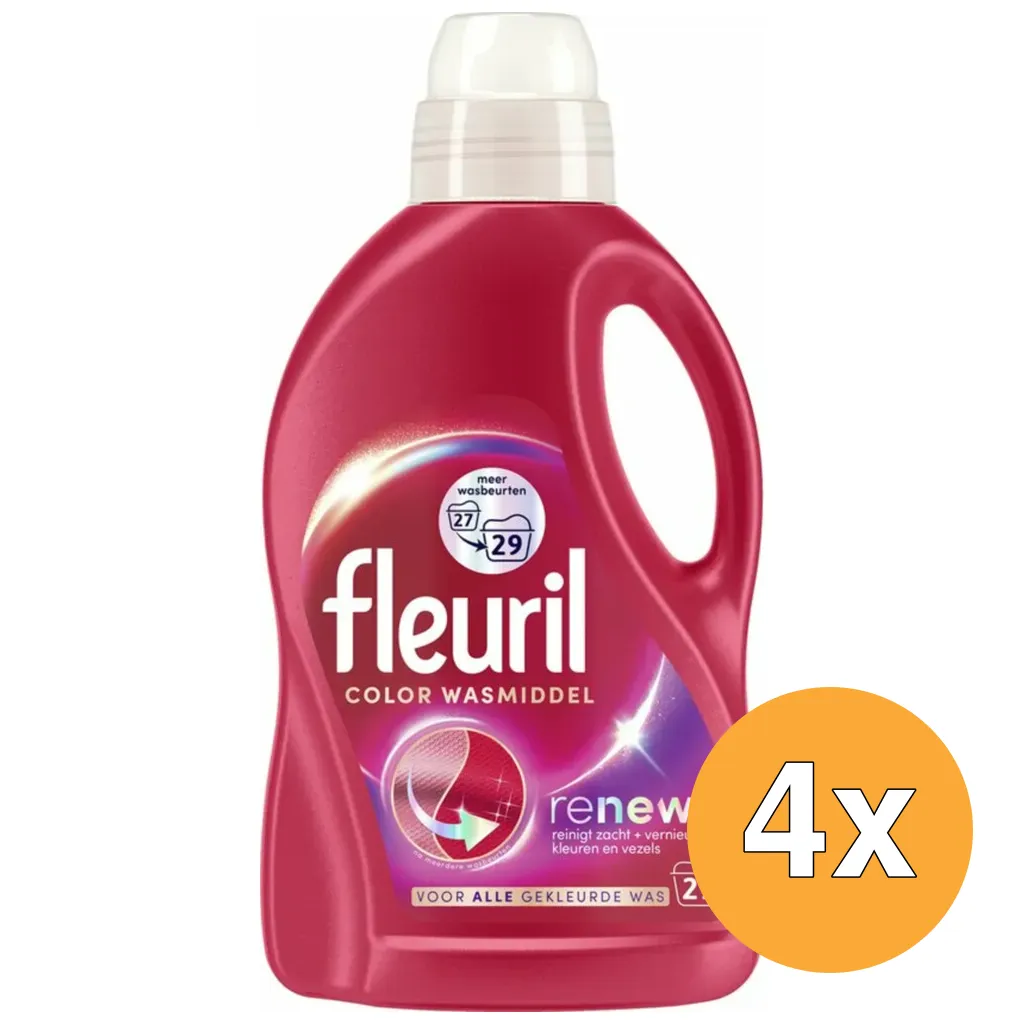 4x Fleuril Wasmiddel Renew Liquid Color (1305 ml)