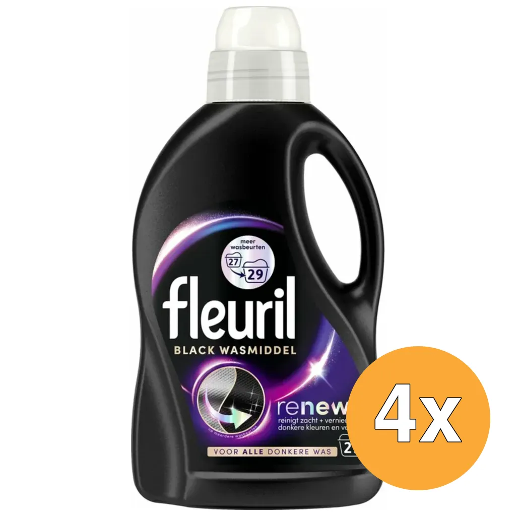 4x Fleuril Wasmiddel Renew Liquid Black (1305 ml)