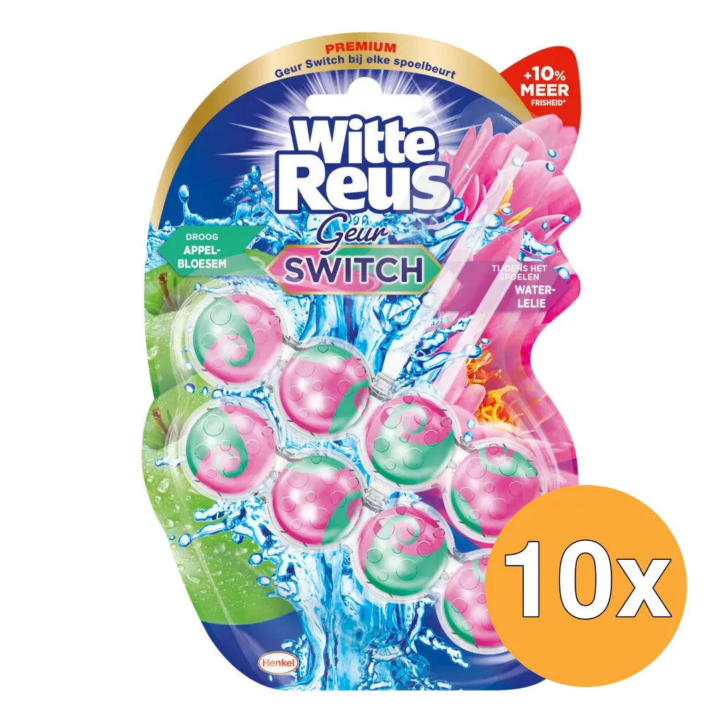 10x Witte Reus Wc Blok Geur Switch Appelbloesem Waterlelie (2 x 50 gr)